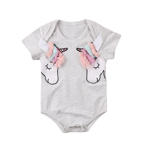 Pudcoco Summer Cartoon Unicorn Baby Clothes Short Sleeves Baby Boys