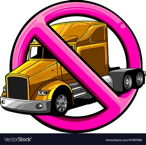 No Truck Sign On White Royalty Free Vector Image