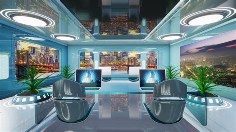 Office Meeting Room Server Modern Futuristic Sci Fi In Environments