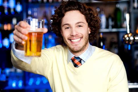 Happy Man Offering Glass Of Beer Let S Celebrate Stock Image Image