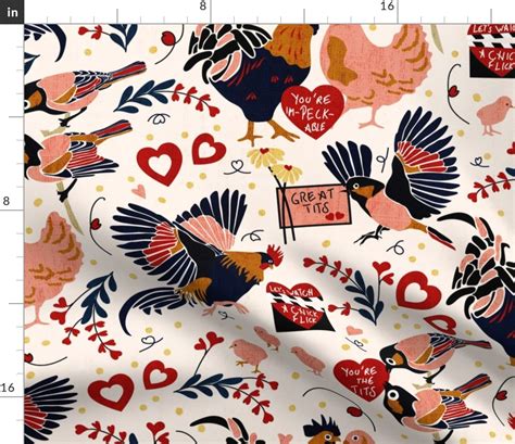 Cheeky Valentine Cocks And Tits Bird Fabric Spoonflower