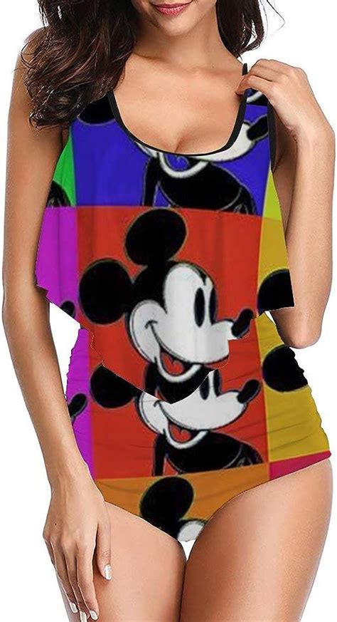Hacvreq Colorful Mickey Mouse Adult Two Pieces Swimsuit Sling For Women