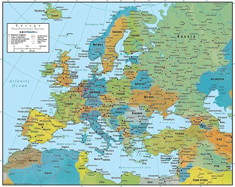 Primary Europe Wall Map Political Europe Map European Map Wall Maps