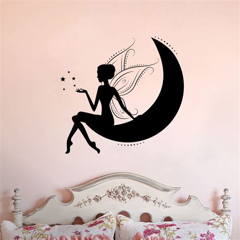 Welcome to the sun and moon wall decor collection at novica. Fairy Sitting on Moon Vinyl Wall Decal - Cosmic Frogs Vinyl | Fairy silhouette, Fairy drawings ...