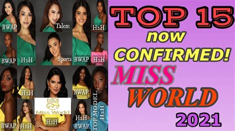 Miss World 2021 Top 15 Revealed Beauty With A Purpose Head To Head Challenge Winners Youtube