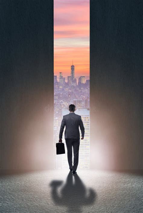 Businessman Walking Towards His Ambition Stock Photo Image Of
