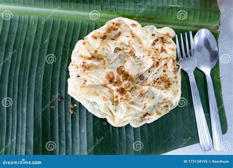 Roti Canai Or Paratha On Banana Leaf Favourite Malaysian Food Stock