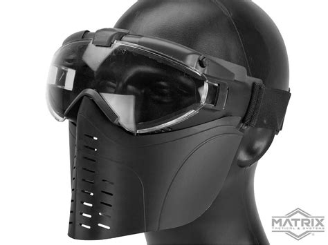 Pro Goggle Airsoft Full Face Mask W Integrated Fan Color Black Tactical Gear Apparel Eye