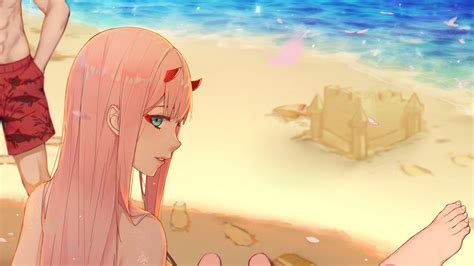 Darling In The Franxx Zero Two On Beach Hd Anime Wallpapers Hd