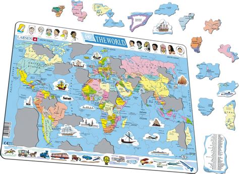 Larsen K1 The World Political Map Jigsaw Puzzle With 107 Pieces English