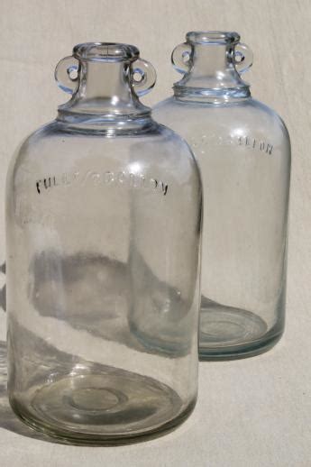 Vintage Glass Jugs Primitive Half Gallon Jug Bottles W Ears For Bail