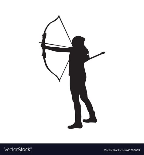 Female Bow Hunting Silhouette Royalty Free Vector Image