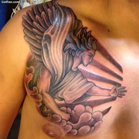 Guardian Angel Angel Wings Tattoo On Chest For Men