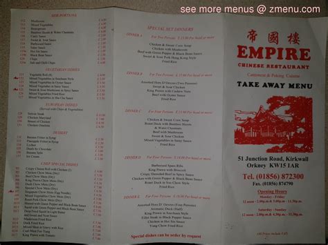 Menu At Empire Chinese Restaurant Kirkwall