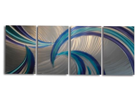 Tempest Blues Abstract Metal Wall Art Contemporary Modern Decor On
