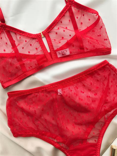 Red Polka Dot Lingerie Setsexy Lingerieerotic Lingeriesexy Etsy