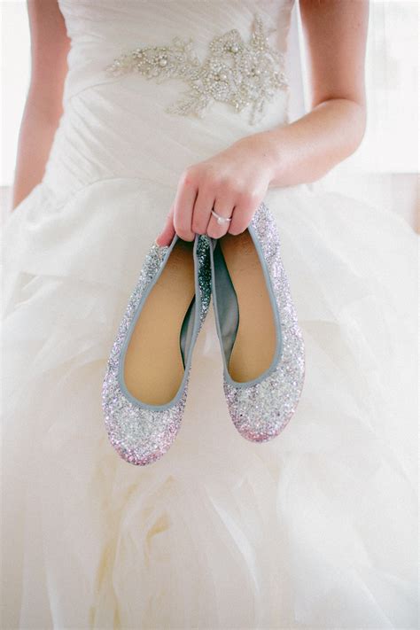Glitter Ballet Flats Bridal Shoes Elizabeth Anne Designs The Wedding