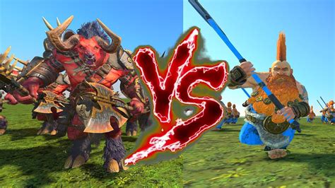 Minotaurs Of Khorne VS Giant Slayers Total War Warhammer 3 YouTube