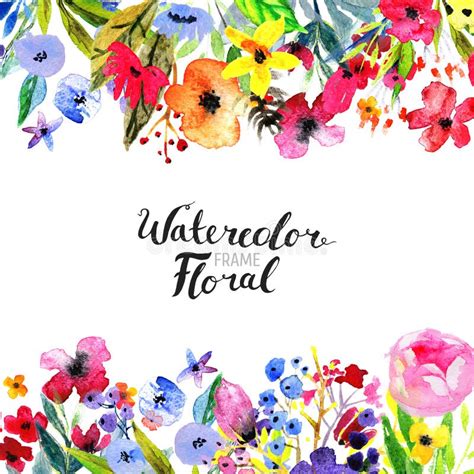 Watercolor Flower Border Stock Illustration Illustration Of Brush