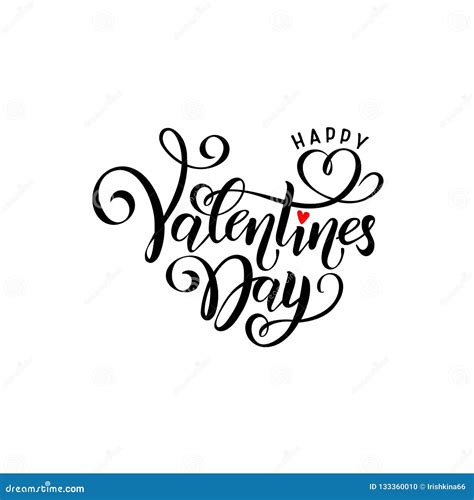 Vector Black Handwritten Lettering Happy Valentines Day Calligraphy