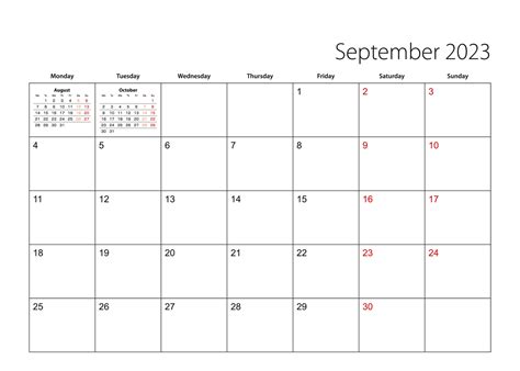 Planificador De Calendario Simple De Septiembre De 2023 La Semana