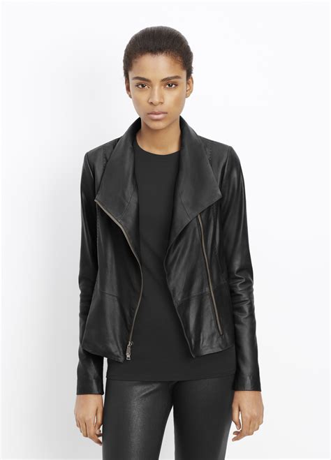 Vince Feather Leather Scuba Jacket In Black Lyst