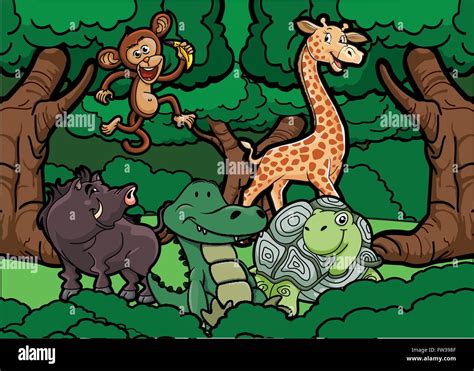 Jungle Animal Scene Stock Vector Image And Art Alamy