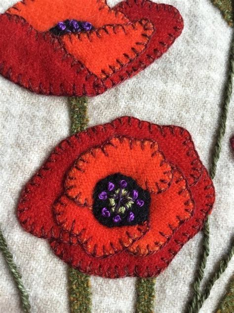 Poppies In Pewter Wool Applique Pattern In 2021 Wool Applique
