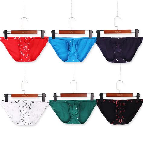Sexy Men Underwear Cotton Briefs Shorts Star Printed Panties Man Low Waist U Convex Pouch