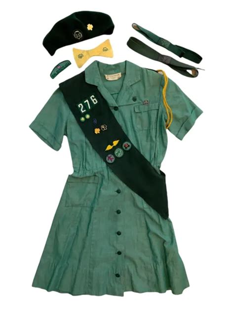 vintage girl scout uniform dress 1950s hat bow sash belts patches pins troop 276 64 99 picclick
