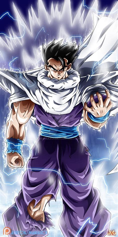 The Dragon Ball Hero Is In Action With His Arms Out And One Hand On His