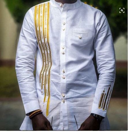 White Gold Dashiki Ghana Mens Design Shirt White Dashiki Shirt Mens