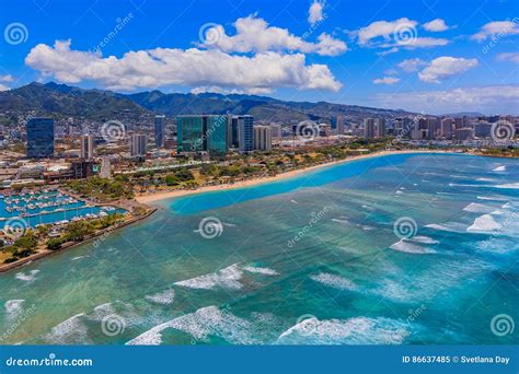 Aerial View Of Downtown Honolulu Hawaii Stock Image Image Of Downtown