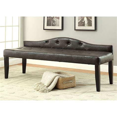 Furniture Of America Olivia Transitional Faux Leather Camel Back Bench