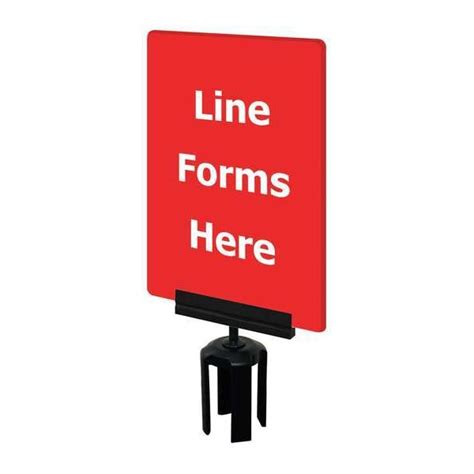 Tensabarrier Acrylic Sign Red Line Forms Here S17 P 21 7x11 V Hdsb
