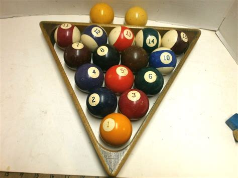 How to set up pool balls/process of racking. 14 Vintage 2 1/4" Billiard Pool Balls Incomplete Set/ no ...