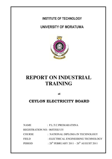 Indutrial Training Reports Industrial Training Reports 1 Electrical
