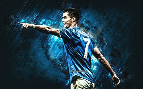 Download Wallpapers Cristiano Ronaldo Cr7 Juventus Fc Blue Stone