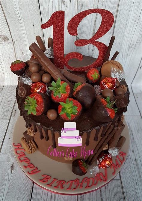 Chocolate Drip Cake Chocolate Dipped Strawberries 13th Birthday Cake