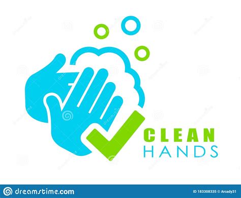 Wash And Keep Clean Your Hands Vector Logo Stock Vector Illustration
