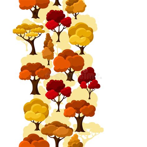Autumn Seamless Pattern With Abstract Stylized Stock Vector