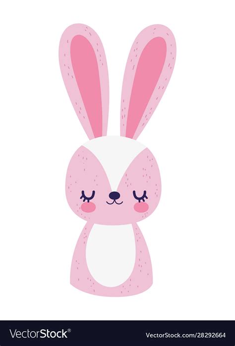 Cute Pink Rabbit Cartoon Character Icon Royalty Free Vector