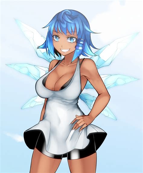 Aoshima Cirno Tanned Cirno Hidden Star In Four Seasons Touhou 1girl Aged Up Alternate