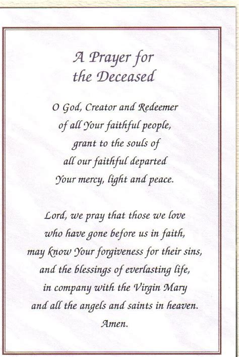 Catholic Funeral Prayer Card Verses Ewa Saxton