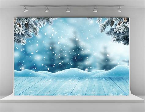 7x5ft Winter Frozen Background For Photography Snowflake Backdrops Wood