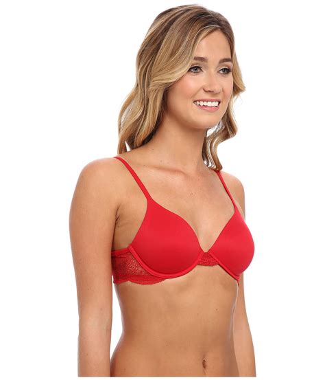 Calvin Klein Perfectly Fit With Lace Unlined Underwire Bra F3918 In Red