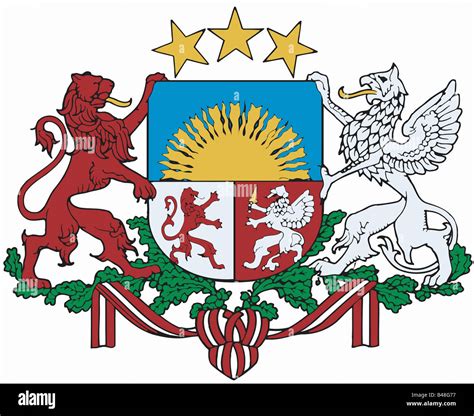 Heraldry Coat Of Arms Latvia National Coat Of Arms Symbol Stock