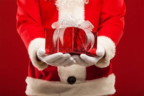 Photo Of Kind Santa Claus Giving Xmas Present And Stock Image Image