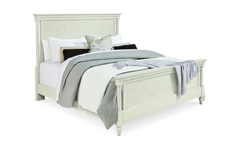 It has simple panel headboards and footboards, horizontal side rails. Casual White Wood California King Panel Bed Roseline Isla ...