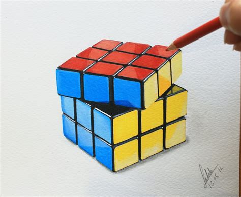 Rubiks Cube Drawing Pencil Sketch Colorful Realistic Art Images